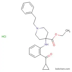 Molecular Structure of 61379-70-2 (4-Piperidinecarboxylic acid,
4-[(cyclopropylcarbonyl)phenylamino]-1-(2-phenylethyl)-, ethyl ester,
monohydrochloride)