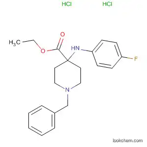 Molecular Structure of 61379-91-7 (4-Piperidinecarboxylic acid,
4-[(4-fluorophenyl)amino]-1-(phenylmethyl)-, ethyl ester, dihydrochloride)