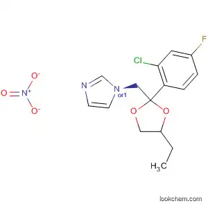 Molecular Structure of 61400-04-2 (1H-Imidazole,
1-[[2-(2-chloro-4-fluorophenyl)-4-ethyl-1,3-dioxolan-2-yl]methyl]-, trans-,
mononitrate)
