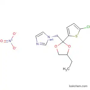 Molecular Structure of 61400-20-2 (1H-Imidazole,
1-[[2-(5-chloro-2-thienyl)-4-ethyl-1,3-dioxolan-2-yl]methyl]-, trans-,
mononitrate)