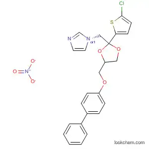 Molecular Structure of 61400-58-6 (1H-Imidazole,
1-[[4-[([1,1'-biphenyl]-4-yloxy)methyl]-2-(5-chloro-2-thienyl)-1,3-dioxolan-
2-yl]methyl]-, cis-, mononitrate)