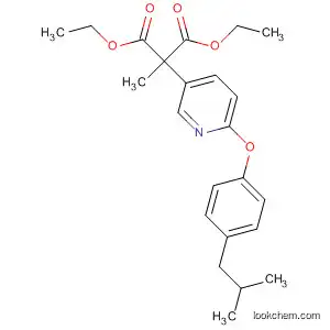 Molecular Structure of 61659-02-7 (Propanedioic acid, methyl[6-[4-(2-methylpropyl)phenoxy]-3-pyridinyl]-,
diethyl ester)