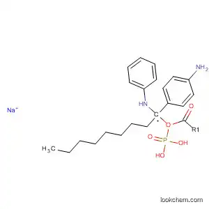 Molecular Structure of 61676-73-1 (Phosphonic acid, [(4-aminophenyl)(phenylamino)methyl]-, monooctyl
ester, monosodium salt)