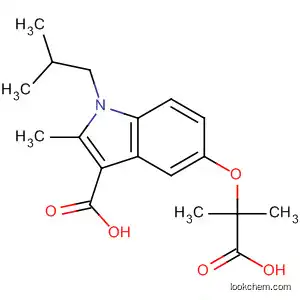 Molecular Structure of 61793-31-5 (1H-Indole-3-carboxylic acid,
5-(1-carboxy-1-methylethoxy)-2-methyl-1-(2-methylpropyl)-)