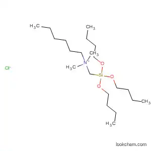 Molecular Structure of 62117-61-7 (1-Hexanaminium, N,N-dimethyl-N-[(tributoxysilyl)methyl]-, chloride)