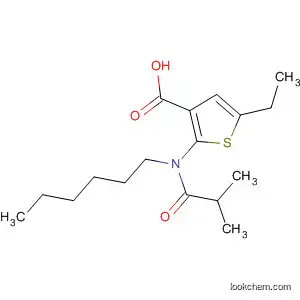 Molecular Structure of 62187-75-1 (3-Thiophenecarboxylic acid,
5-ethyl-2-[hexyl(2-methyl-1-oxopropyl)amino]-)