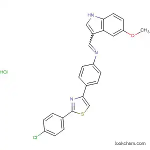 Molecular Structure of 62189-63-3 (Benzenamine,
4-[2-(4-chlorophenyl)-4-thiazolyl]-N-[(5-methoxy-1H-indol-3-yl)methylene
]-, monohydrochloride)