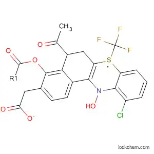Molecular Structure of 62306-59-6 (12H-Benzo[a]phenothiazin-5-ol, 12-acetyl-6-chloro-10-(trifluoromethyl)-,
acetate (ester))