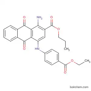 Molecular Structure of 62345-94-2 (2-Anthracenecarboxylic acid,
1-amino-4-[[4-(ethoxycarbonyl)phenyl]amino]-9,10-dihydro-9,10-dioxo-,
propyl ester)