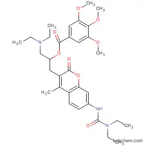 Molecular Structure of 62380-17-0 (Benzoic acid, 3,4,5-trimethoxy-,
2-[7-[[(diethylamino)carbonyl]amino]-4-methyl-2-oxo-2H-1-benzopyran-
3-yl]-1-[(diethylamino)methyl]ethyl ester)