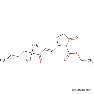Molecular Structure of 62400-79-7 (1-Pyrrolidinecarboxylic acid, 2-(4,4-dimethyl-3-oxo-1-octenyl)-5-oxo-,
ethyl ester, (E)-)