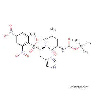 Molecular Structure of 62456-70-6 (L-Histidine,
N-[N-[(1,1-dimethylethoxy)carbonyl]-L-leucyl]-1-(2,4-dinitrophenyl)-,
methyl ester)