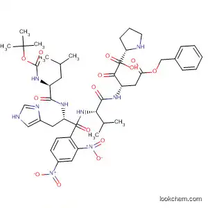 Molecular Structure of 62456-71-7 (L-Proline,
1-[N-[N-[N-[N-[(1,1-dimethylethoxy)carbonyl]-L-leucyl]-1-(2,4-dinitrophen
yl)-L-histidyl]-L-valyl]-L-a-aspartyl]-, 4-(phenylmethyl) ester)