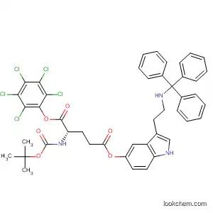 Molecular Structure of 62457-17-4 (L-Glutamic acid, N-[(1,1-dimethylethoxy)carbonyl]-,
5-(pentachlorophenyl)
1-[3-[2-[(triphenylmethyl)amino]ethyl]-1H-indol-5-yl] ester)