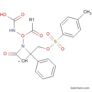 Molecular Structure of 62732-84-7 (Carbamic acid,
[2-[[[(4-methylphenyl)sulfonyl]oxy]methyl]-4-oxo-3-azetidinyl]-, phenyl
ester, cis-)