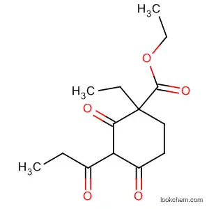 Molecular Structure of 62734-42-3 (Cyclohexanecarboxylic acid, 1-ethyl-2,4-dioxo-3-(1-oxopropyl)-, ethyl
ester)