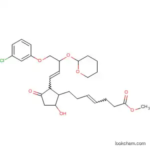 Molecular Structure of 62771-48-6 (4-Heptenoic acid,
7-[2-[4-(3-chlorophenoxy)-3-[(tetrahydro-2H-pyran-2-yl)oxy]-1-butenyl]-5-
hydroxy-3-oxocyclopentyl]-, methyl ester)