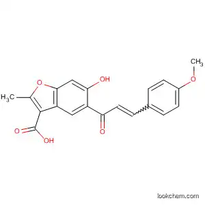 Molecular Structure of 77811-95-1 (3-Benzofurancarboxylic acid,
5-hydroxy-6-[3-(4-methoxyphenyl)-1-oxo-2-propenyl]-2-methyl-)
