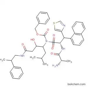 Molecular Structure of 100002-76-4 (DL-Alaninamide,
3-(1-naphthalenyl)-N-[(phenylmethoxy)carbonyl]-L-alanyl-N-[2-hydroxy-1-
(2-methylpropyl)-4-oxo-4-[(2-phenylpropyl)amino]butyl]-3-(4-thiazolyl)-)