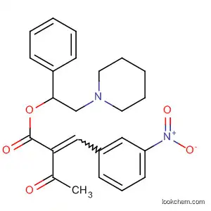 Molecular Structure of 100589-84-2 (Butanoic acid, 2-[(3-nitrophenyl)methylene]-3-oxo-,
1-phenyl-2-(1-piperidinyl)ethyl ester)