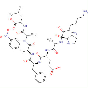 Molecular Structure of 100645-38-3 (L-Leucine,
N-[N-[N-[N-[N-[N-(1-L-lysyl-L-prolyl)-L-alanyl]-L-a-glutamyl]-L-phenylalanyl
]-4-nitro-L-phenylalanyl]-L-alanyl]-)