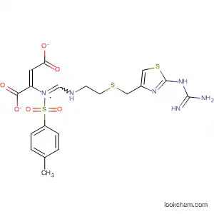 Molecular Structure of 100981-18-8 (Benzenesulfonamide,
N-[[[2-[[[2-[(aminoiminomethyl)amino]-4-thiazolyl]methyl]thio]ethyl]amino
]methylene]-4-methyl-, (Z)-2-butenedioate)