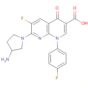 Molecular Structure of 104051-70-9 (1,8-Naphthyridine-3-carboxylic acid,
7-(3-amino-1-pyrrolidinyl)-6-fluoro-1-(4-fluorophenyl)-1,4-dihydro-4-oxo-)