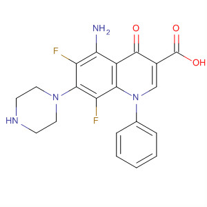 Molecular Structure of 104885-00-9 (3-Quinolinecarboxylic acid,
5-amino-6,8-difluoro-1,4-dihydro-4-oxo-1-phenyl-7-(1-piperazinyl)-)