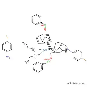 Molecular Structure of 105286-20-2 (Benzenamine,
N,N'-[(dibutylstannylene)bis[oxy(phenylborylene)oxy-2,1-naphthalenediyl
methylidyne]]bis[4-fluoro-)