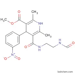 Molecular Structure of 105460-43-3 (3-Pyridinecarboxylic acid,
5-[[[2-(formylamino)ethyl]amino]carbonyl]-1,4-dihydro-2,6-dimethyl-4-(3-
nitrophenyl)-, methyl ester)