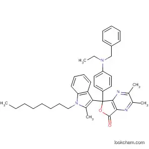 Molecular Structure of 105489-37-0 (Furo[3,4-b]pyrazin-5(7H)-one,
7-[4-[ethyl(phenylmethyl)amino]phenyl]-2,3-dimethyl-7-(2-methyl-1-octyl-
1H-indol-3-yl)-)