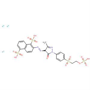 Molecular Structure of 105513-40-4 (1,5-Naphthalenedisulfonic acid,
2-[[4,5-dihydro-3-methyl-5-oxo-1-[4-[[2-(sulfooxy)ethyl]sulfonyl]phenyl]-1
H-pyrazol-4-yl]azo]-, tripotassium salt)