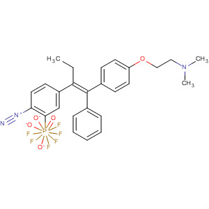 Molecular Structure of 105570-40-9 (Benzenediazonium,
4-[1-[[4-[2-(dimethylamino)ethoxy]phenyl]phenylmethylene]propyl]-, (E)-,
hexafluorophosphate(1-))
