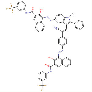 Molecular Structure of 105596-20-1 (2-Naphthalenecarboxamide,
4-[[4-[1-cyano-2-[5-[[2-hydroxy-3-[[[3-(trifluoromethyl)phenyl]amino]carb
onyl]-1-naphthalenyl]azo]-1-methyl-2-phenyl-1H-indol-3-yl]ethenyl]phenyl
]azo]-3-hydroxy-N-[3-(trifluoromethyl)phenyl]-)