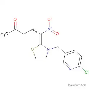 Molecular Structure of 105827-95-0 (2-Pentanone,
5-[3-[(6-chloro-3-pyridinyl)methyl]-2-thiazolidinylidene]-5-nitro-)
