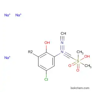 Molecular Structure of 106264-97-5 (Methanesulfonic acid,
[(5-chloro-2-hydroxy-1,3-phenylene)bis(methylidynenitrilo)]bis-,
trisodium salt)