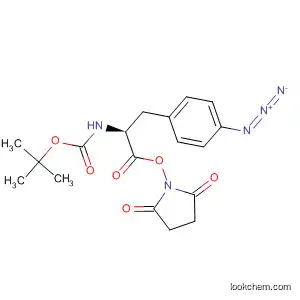 Molecular Structure of 33173-59-0 (2,5-Pyrrolidinedione,
1-[3-(4-azidophenyl)-2-[[(1,1-dimethylethoxy)carbonyl]amino]-1-oxoprop
oxy]-, (S)-)