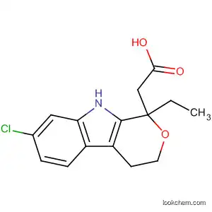 Molecular Structure of 41340-23-2 (Pyrano[3,4-b]indole-1-acetic acid, 7-chloro-1-ethyl-1,3,4,9-tetrahydro-)