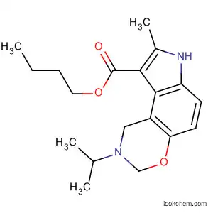 Molecular Structure of 54435-99-3 (Pyrrolo[3,2-f][1,3]benzoxazine-9-carboxylic acid,
1,2,3,7-tetrahydro-8-methyl-2-(1-methylethyl)-, butyl ester)