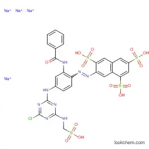 Molecular Structure of 55936-56-6 (1,3,6-Naphthalenetrisulfonic acid,
7-[[2-(benzoylamino)-4-[[4-chloro-6-[(sulfomethyl)amino]-1,3,5-triazin-2-
yl]amino]phenyl]azo]-, tetrasodium salt)