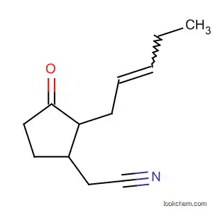 Molecular Structure of 56987-96-3 (Cyclopentaneacetonitrile, 3-oxo-2-(2-pentenyl)-)