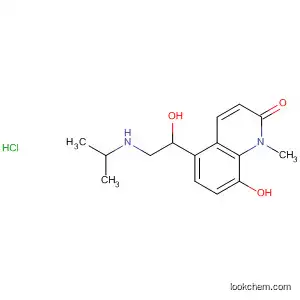Molecular Structure of 59828-09-0 (2(1H)-Quinolinone,
8-hydroxy-5-[1-hydroxy-2-[(1-methylethyl)amino]ethyl]-1-methyl-,
monohydrochloride)