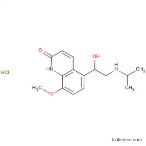 Molecular Structure of 59828-10-3 (2(1H)-Quinolinone,
5-[1-hydroxy-2-[(1-methylethyl)amino]ethyl]-8-methoxy-,
monohydrochloride)