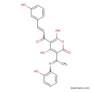 Molecular Structure of 63540-32-9 (2H-Pyran-2-one,
4,6-dihydroxy-3-[1-[(2-hydroxyphenyl)imino]ethyl]-5-[3-(3-hydroxyphenyl)
-1-oxo-2-propenyl]-)