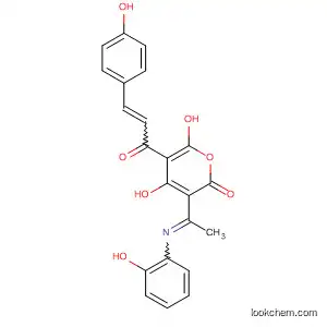Molecular Structure of 63540-34-1 (2H-Pyran-2-one,
4,6-dihydroxy-3-[1-[(2-hydroxyphenyl)imino]ethyl]-5-[3-(4-hydroxyphenyl)
-1-oxo-2-propenyl]-)