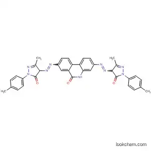 Molecular Structure of 63663-59-2 (6(5H)-Phenanthridinone,
3,8-bis[[4,5-dihydro-3-methyl-1-(4-methylphenyl)-5-oxo-1H-pyrazol-4-yl]
azo]-)