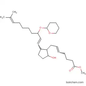 Molecular Structure of 65623-55-4 (5-Heptenoic acid,
7-[2-hydroxy-5-[9-methyl-3-[(tetrahydro-2H-pyran-2-yl)oxy]-1,8-decadien
yl]cyclopentyl]-, methyl ester)