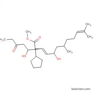Molecular Structure of 65635-23-6 (Cyclopentaneheptanoic acid,
3-hydroxy-2-(3-hydroxy-5,9-dimethyl-1,8-decadienyl)-5-oxo-, methyl
ester)