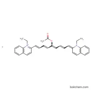 Molecular Structure of 36652-39-8 (Quinolinium,
2-[5-(acetyloxy)-9-(1-ethyl-2(1H)-quinolinylidene)-1,3,5,7-nonatetraenyl]-
1-ethyl-, iodide)