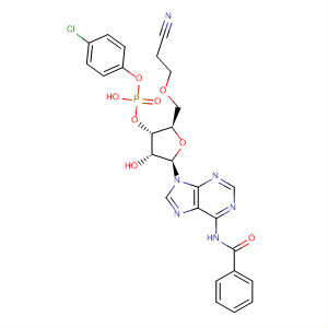 3'-Adenylic acid, N-benzoyl-, 4-chlorophenyl 2-cyanoethyl ester